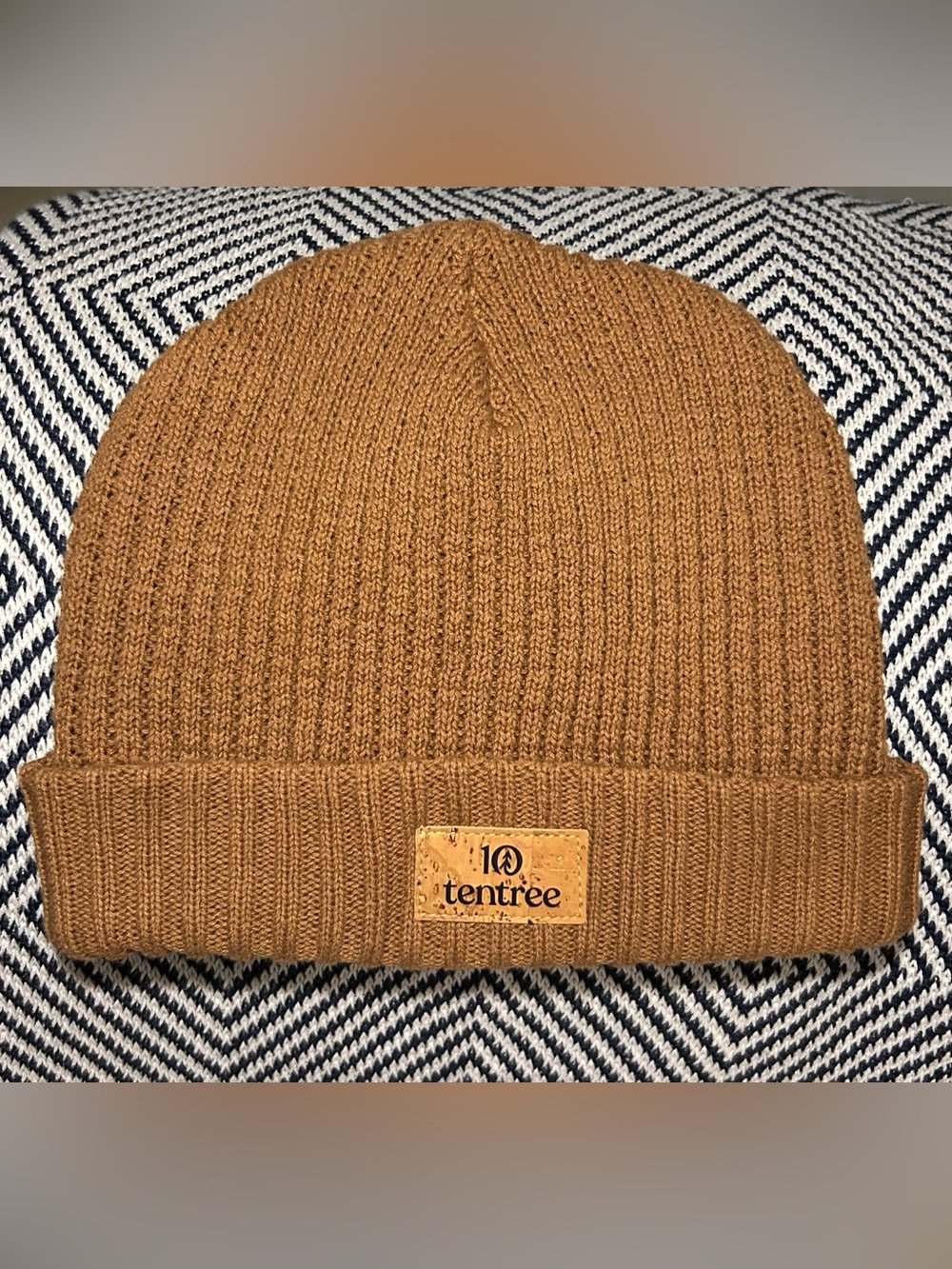 tentree Brown Ribbed Fold-Over Beanie